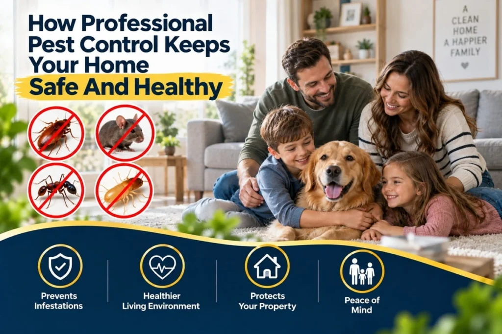 Professional pest control treatment keeping a home safe and healthy